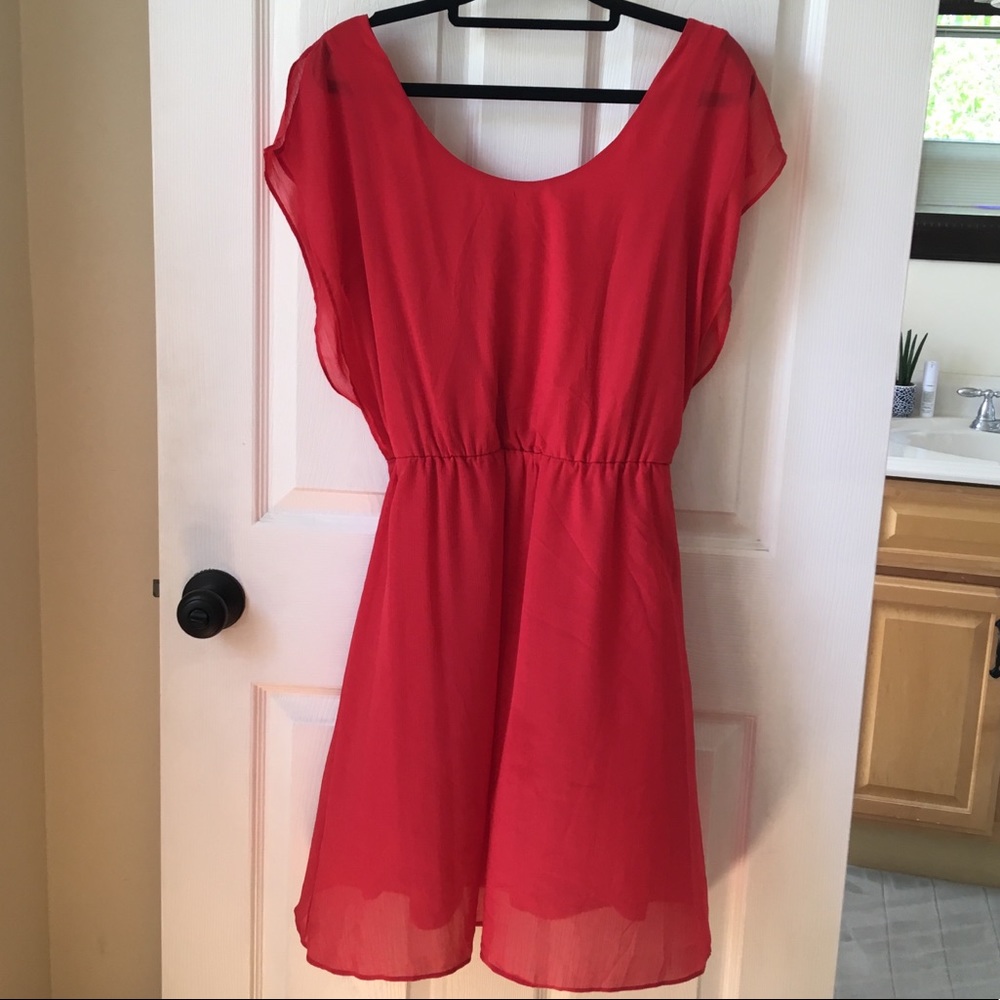 Red knee-length dress